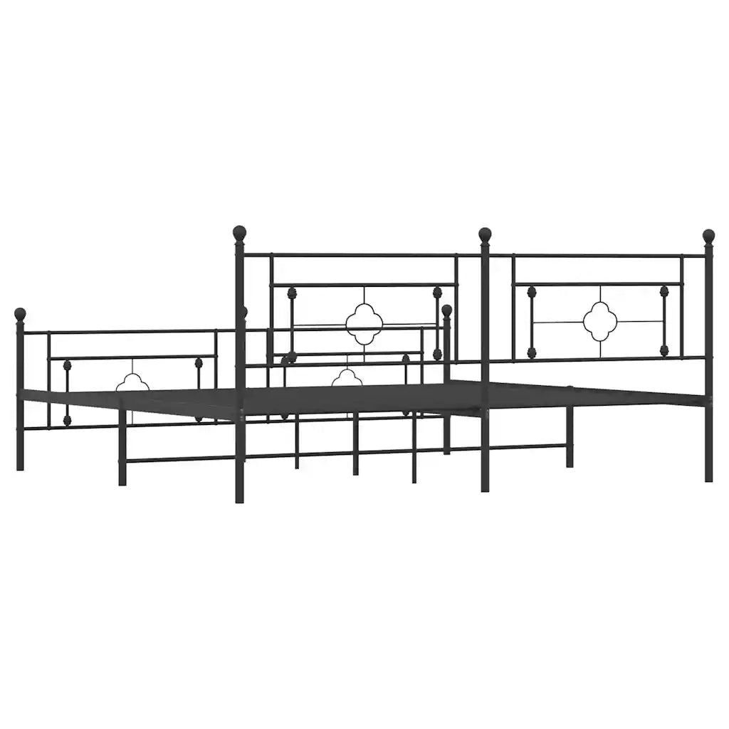 Giroletto con Testiera e Pediera Metallo Nero 193x203 cm 374363
