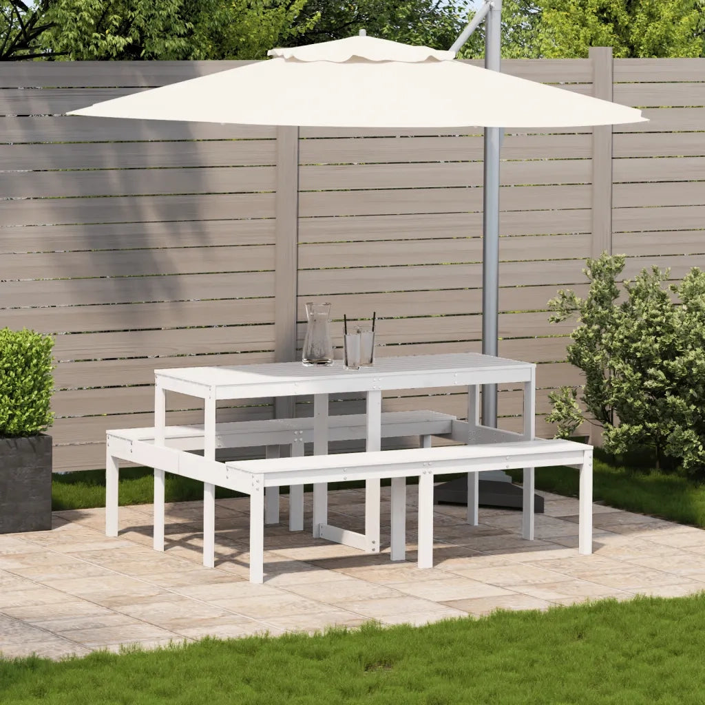 Tavolo da Picnic Bianco 160x134x75 cm in Legno Massello di Pino 832563