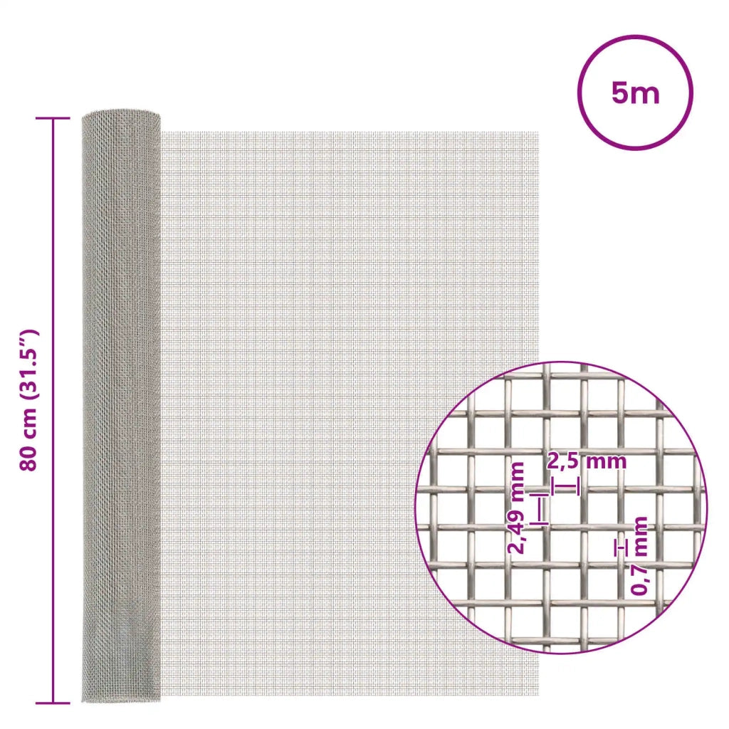 Rete per schermatura 80 x 500 cm 8 Mesh Argento 42039672