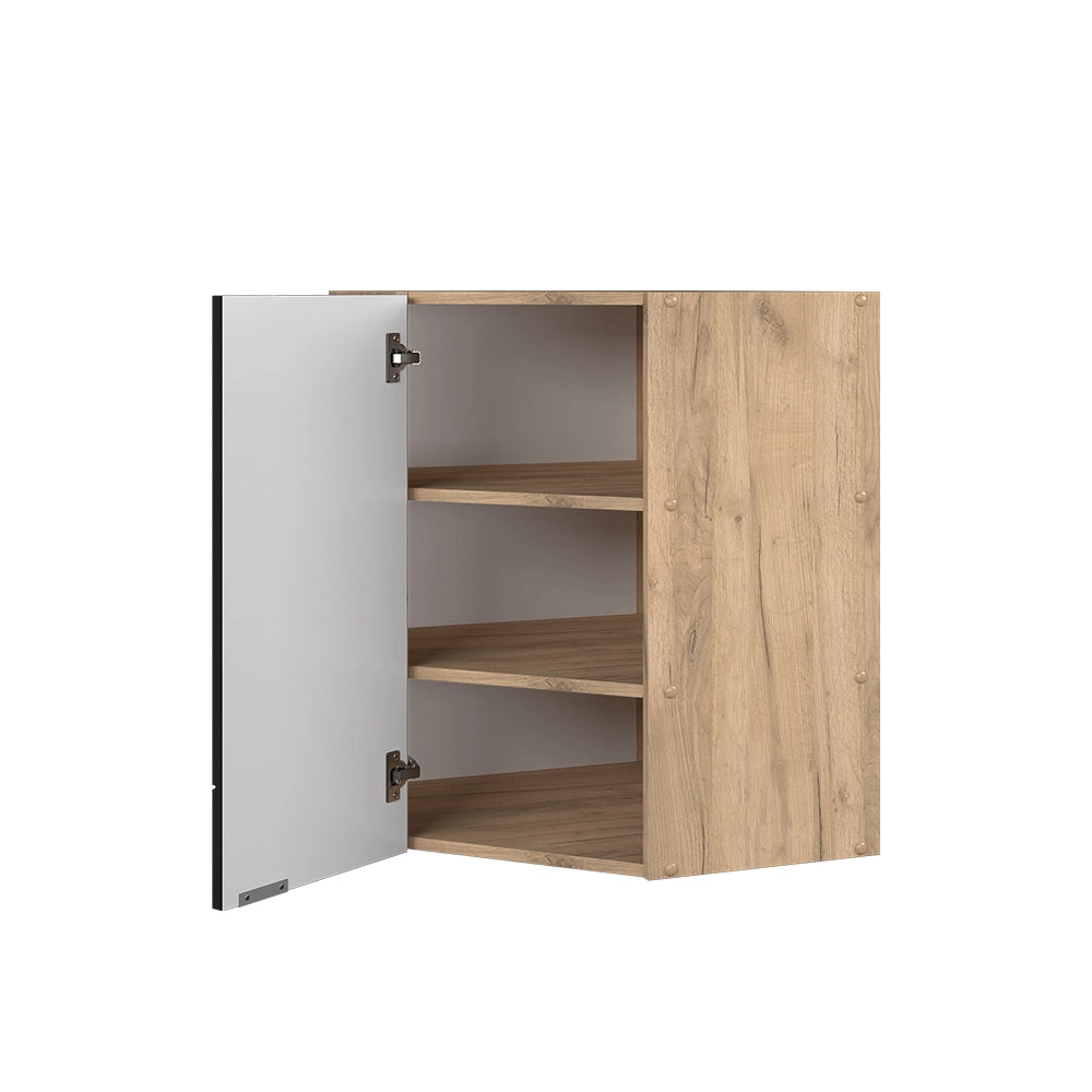 Mobile angolare da cucina Fame-Line Nero rigato/Rovere dorato 57 cm Vicco