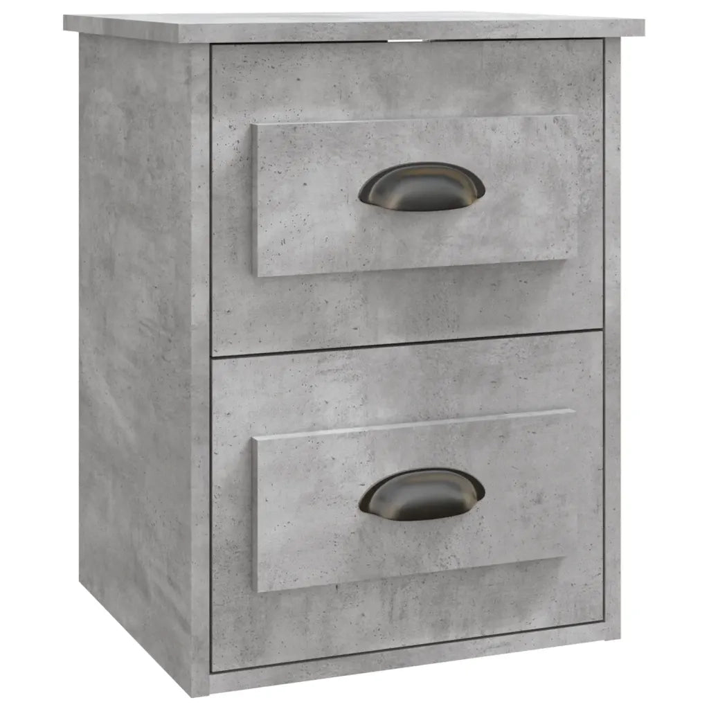 Comodino | Armadio da Notte | Mobiletto da notte a Parete Grigio Cemento 41,5x36x53 cm