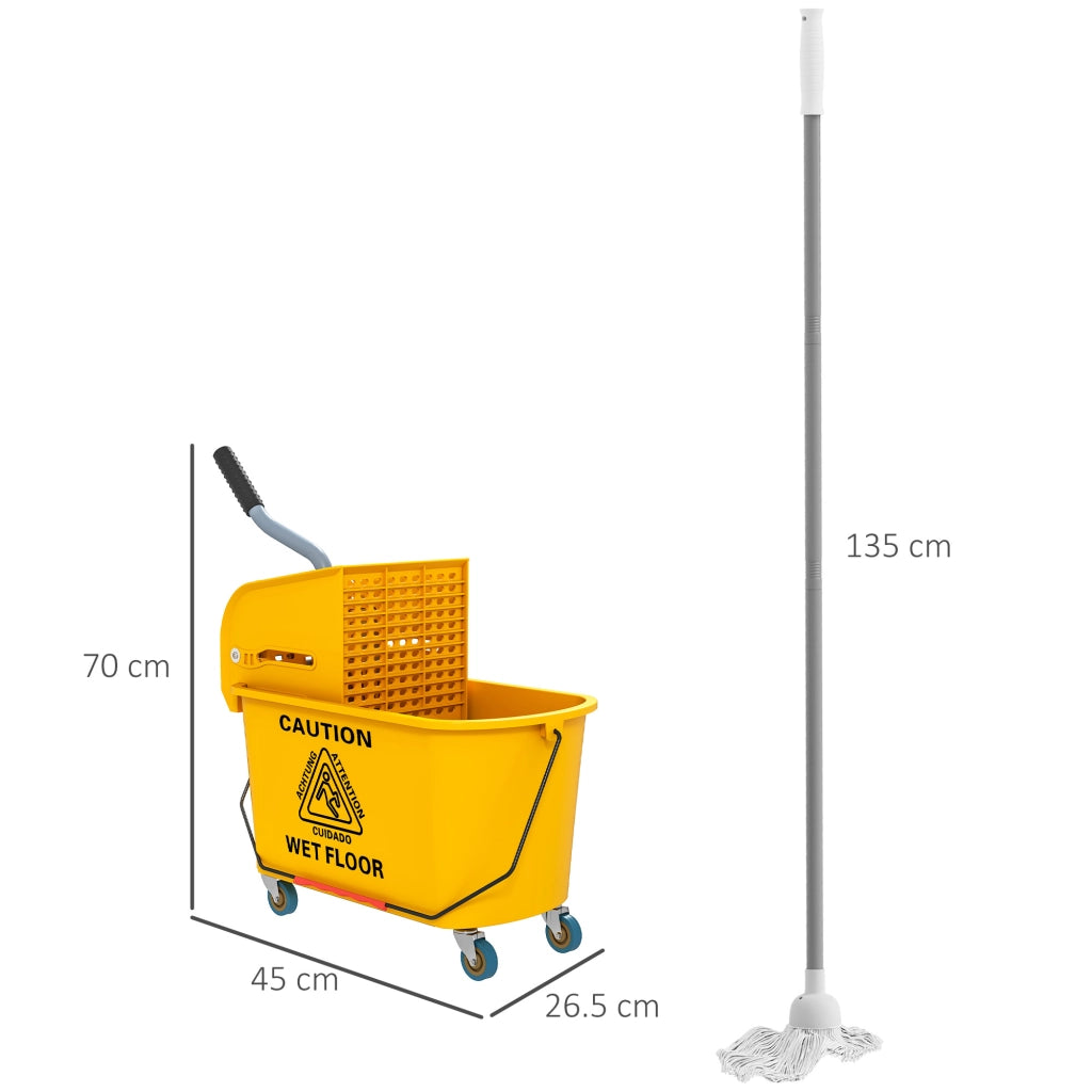Secchio Lavapavimenti Professionale 20L con Mocio e Strizzatore Giallo