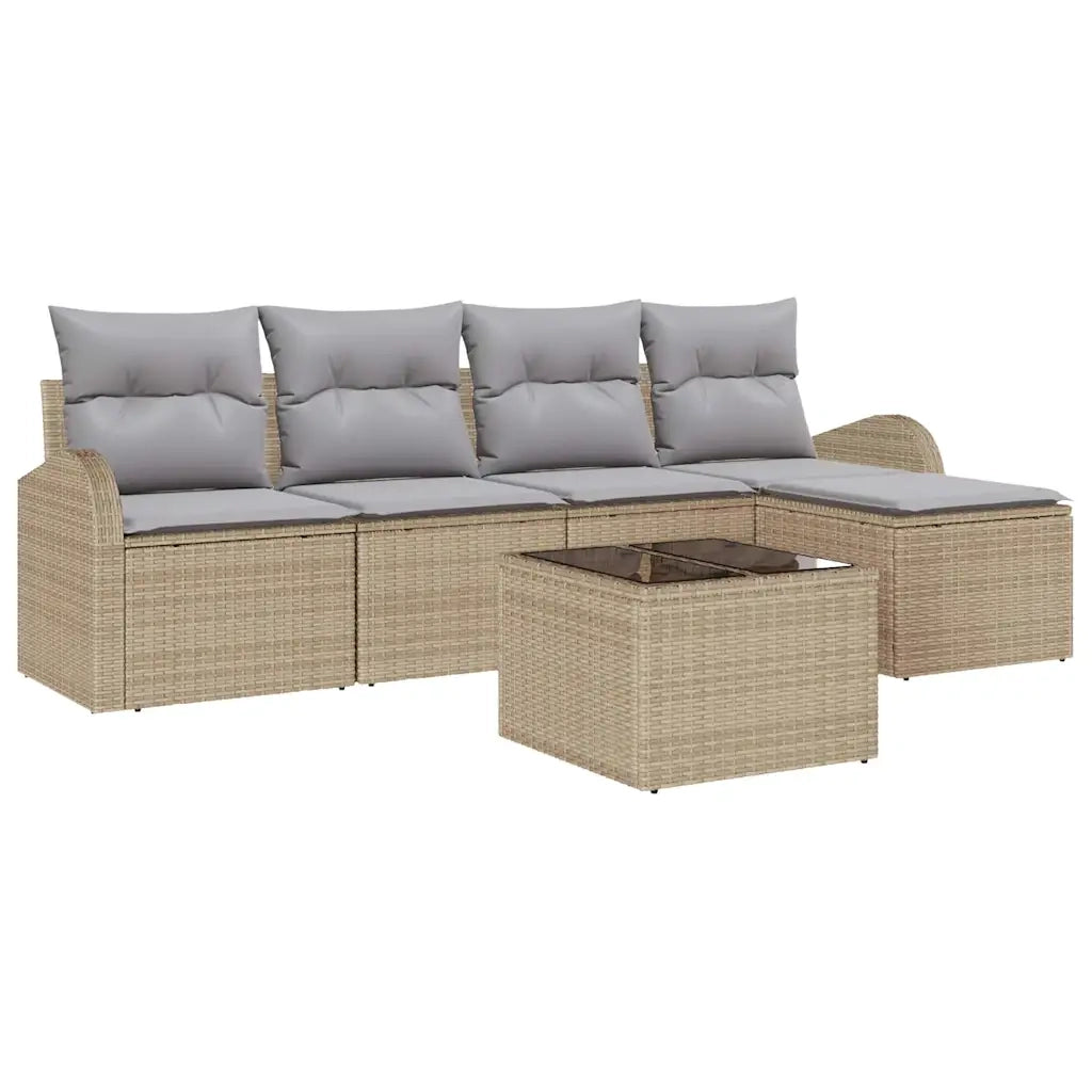 Set Divano da Giardino 6 pcs Beige polyrattan 3346010