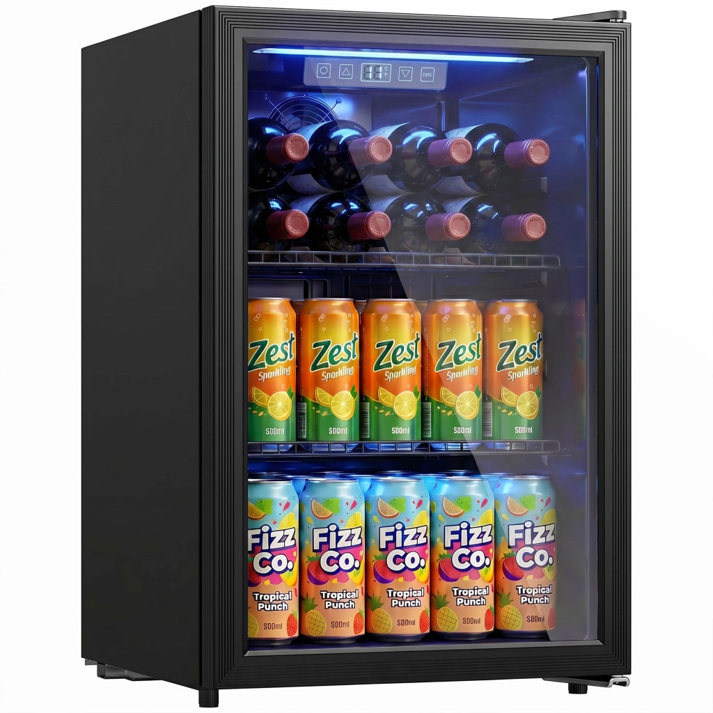 Frigorifero per Bevande 70L ¨C Xylo ¨C 70 Lattine, Porta Vetro Temperato, Silenzioso, Nero