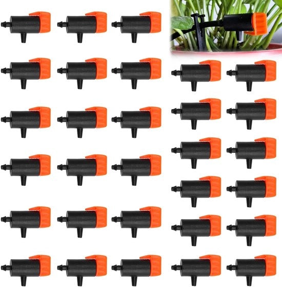 Irrigazione a gocce 30 pezzi - Sistema di gocciolamento micro - Regolazione finale adattabile - Irrigazione per giardino - Resistente a PP - Risparmio idrico efficiente - Irrigatore a gocce