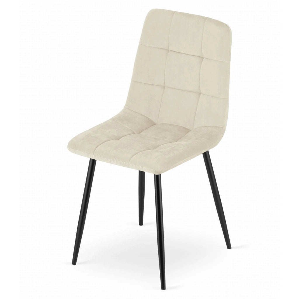 Set di 2 sedie KARA in velluto beige chiaro e metallo nero