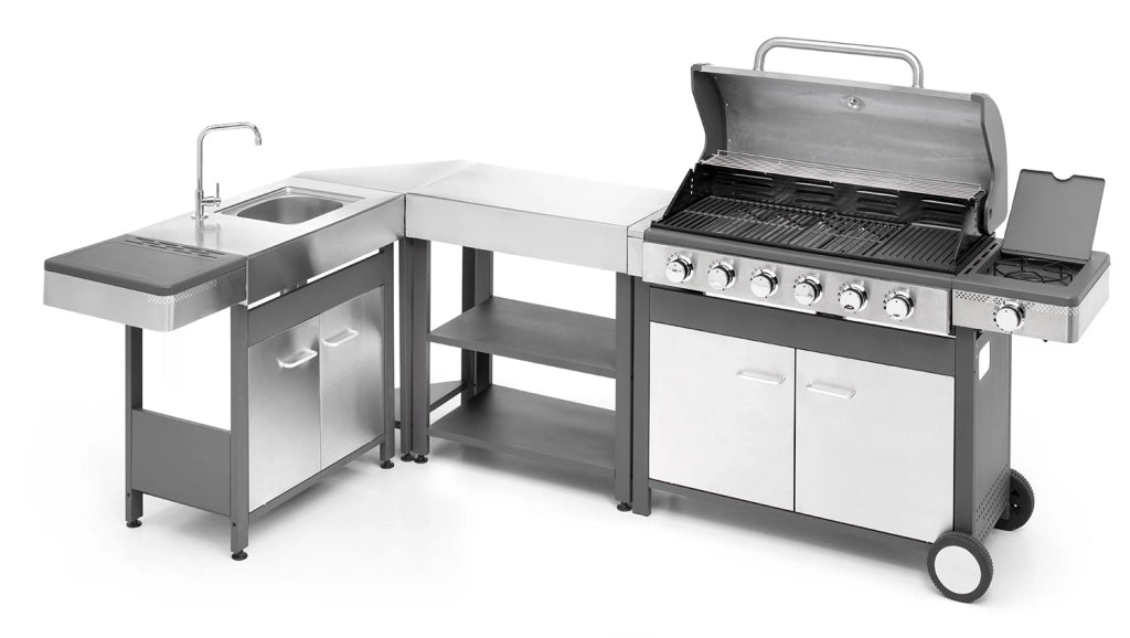 Modulo Componibile Lavello Ompagrill Indian con Rubinetto e Scarico Compatibile BBQ Indianapolis in Acciaio Inox