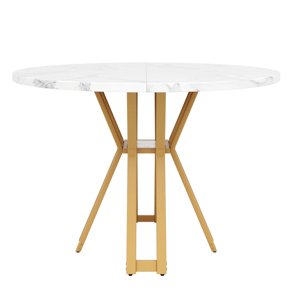 TAVOLO DA PRANZO 100x100x76 cm MDF Bianco e Oro