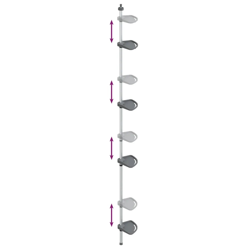 Supporto Doccia Telescopico con 4 Ripiani in Alluminio Argento 344382