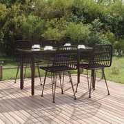 Set da Pranzo da Giardino 5 pz Nero in Polyrattan 3157896