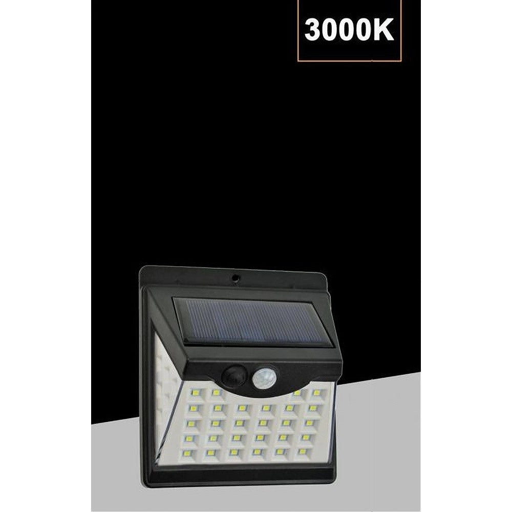 Trade Shop - Faretto Applique Led A Parete Con Pannello Solare Luce Calda 3000k Ip65 So-a3-c -