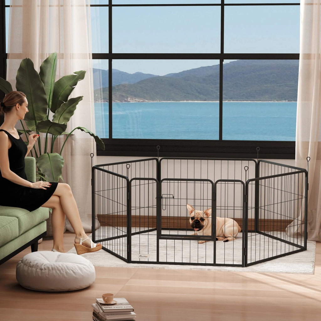 Recinto per cani 6 pannelli pieghevole ¨C Minimal ¨C grigio 80x60 cm