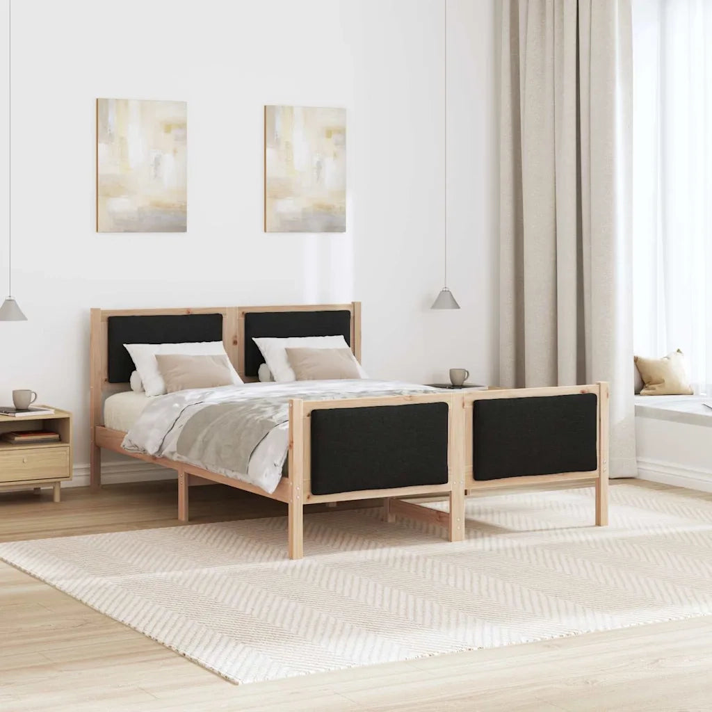 Letto matrimoniale | Letto per adulti | Struttura del letto con testiera Nero 150 x 200 cm Tessuto