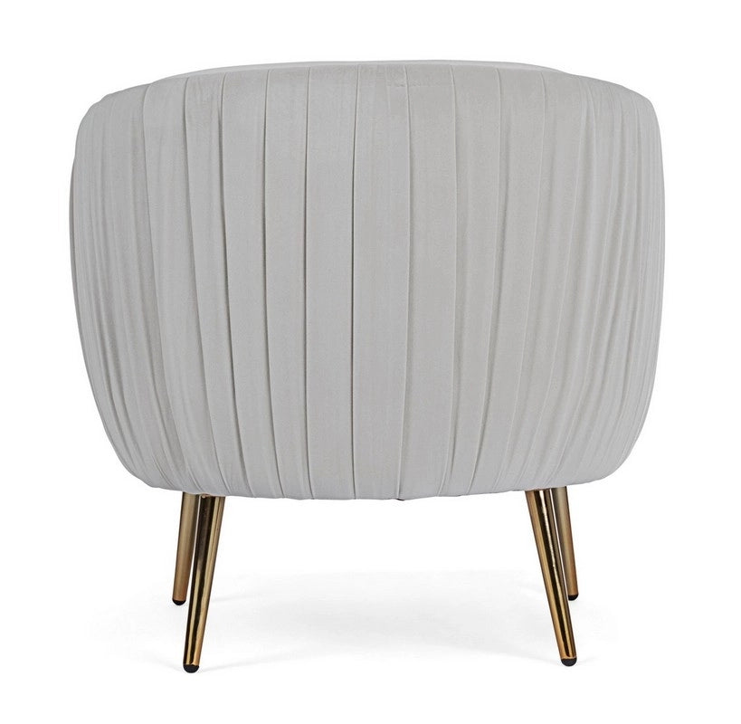 Poltrona in Velluto Grigio Chiaro Linsay Stile Cozy Romantico Shabby Chic