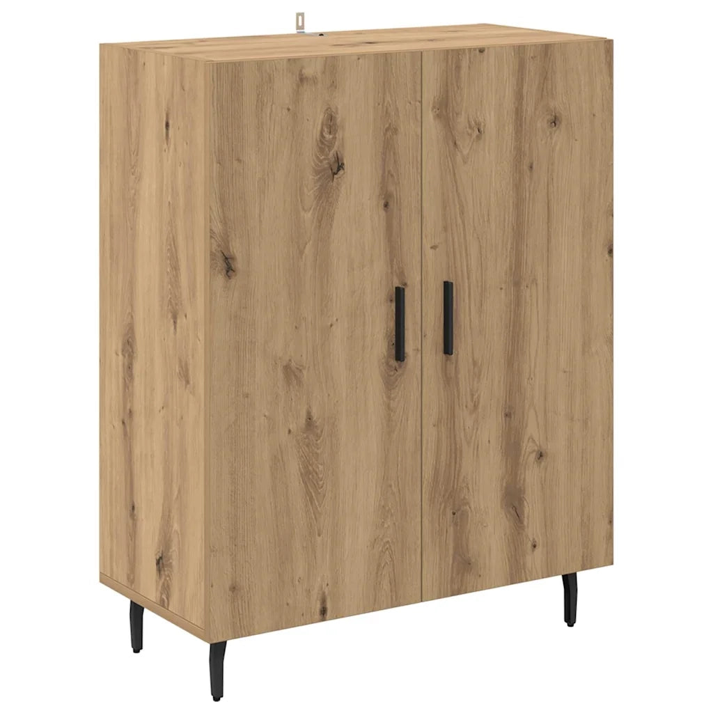 Credenza 2 pcs Rovere artigianale Legno Stratificato e Vetro 3415876