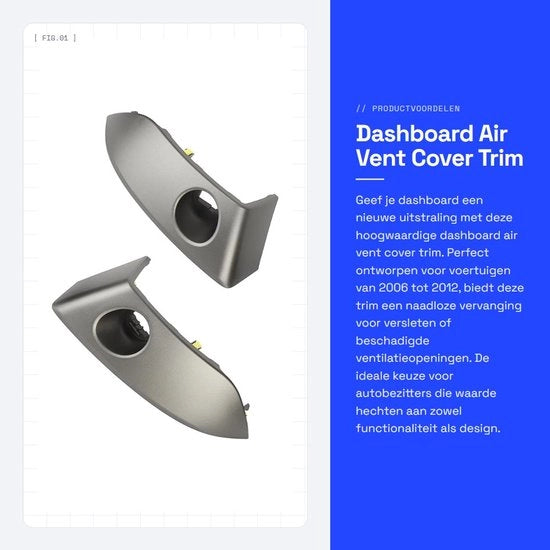 Trim di dashboard - Sostituzione per 2006-2012 - Materiale ABS duraturo - Apertura di ventilazione - Codice OE 55412 42060 B1 - Migliora l'aspetto - Vano di ventilazione