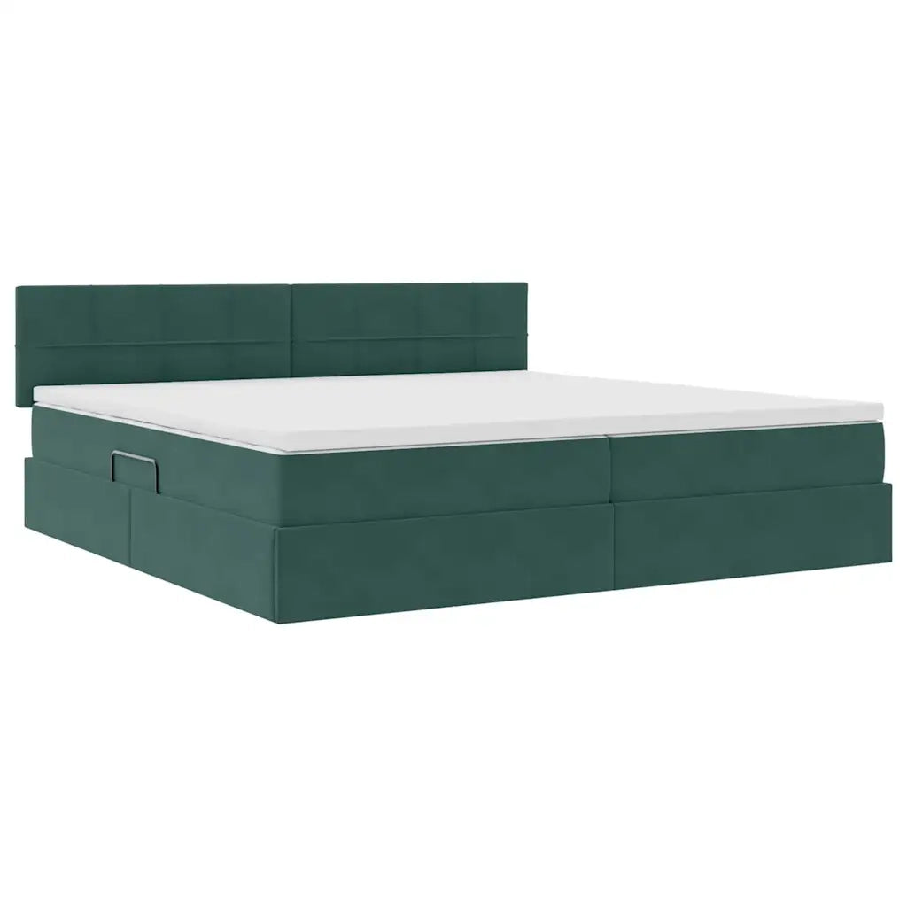 Letto con Contenitore Verde Scuro 200 x 200 cm Velluto 3370782