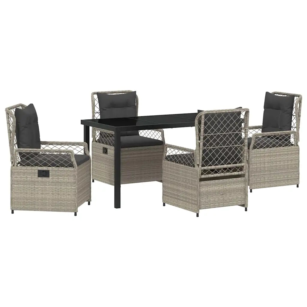 Set da Pranzo per Giardino 5 pcs Grigio chiaro polyrattan