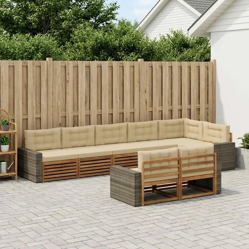 Set di divani da esterno con cuscino 8 pcs Naturale e Beige 3383521