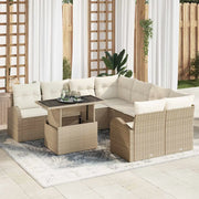 Set Divano da Giardino con archiviazione 9 pcs Beige polyrattan