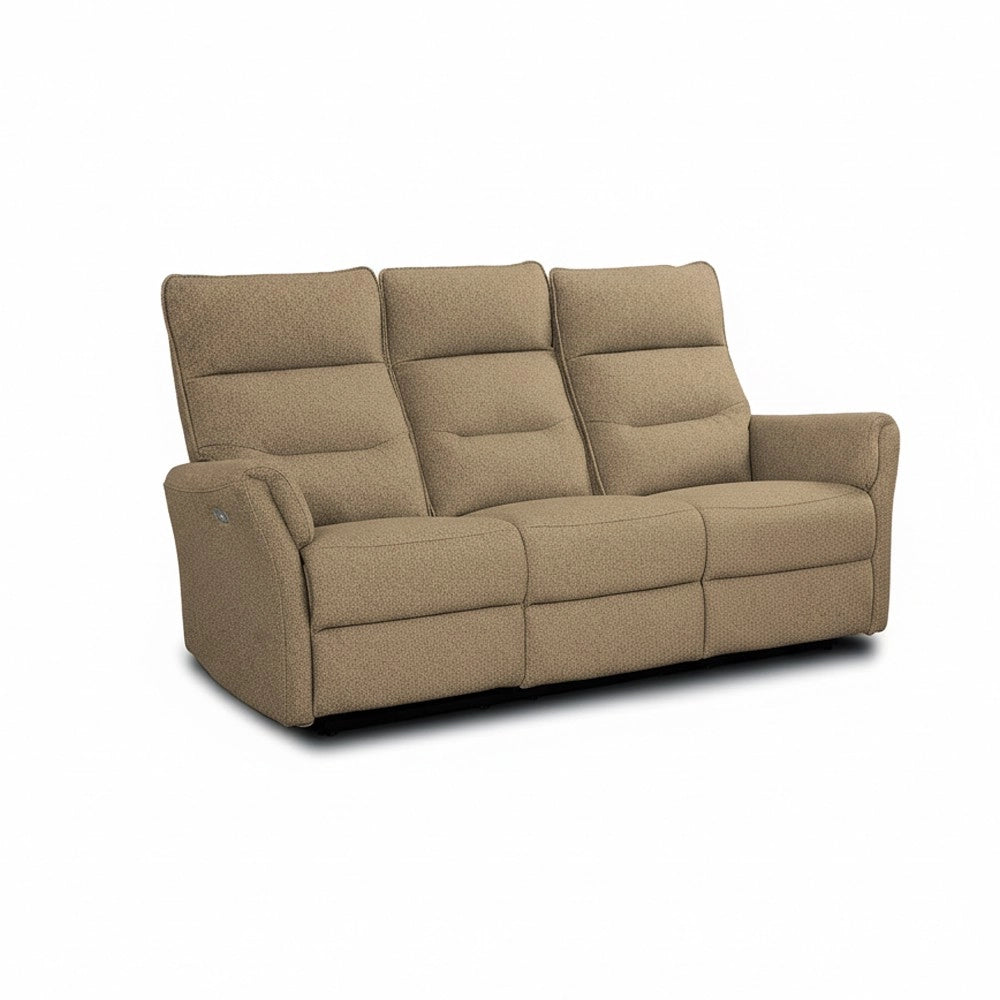 Divano recliner Softwave 3 posti elettrico in tessuto camel 186 cm