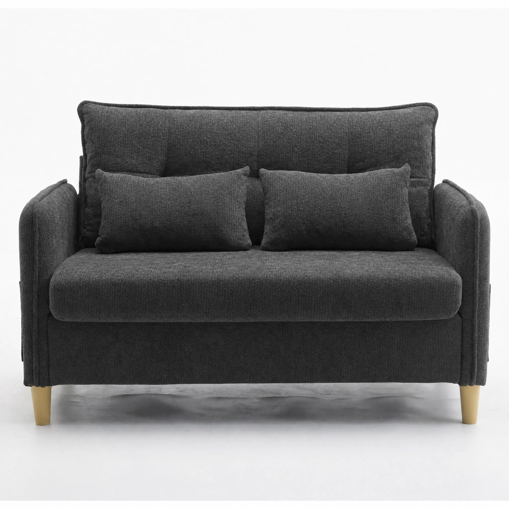 DIVANO 2 posti 127 cm Dark Gray in tessuto Chenille con cuscini
