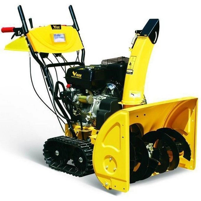 Vigor 7443530 Snowy-110 Spazzaneve a Turbina Cingolato Motore Benzina 4T 9,2 HP Avviamento Manuale ed Elettrico 230V Autonomia 5h Capacita' 1800 m²-h Larghezza Turbina 70 cm Deflettore Orientabile Peso 120 Kg colore Nero