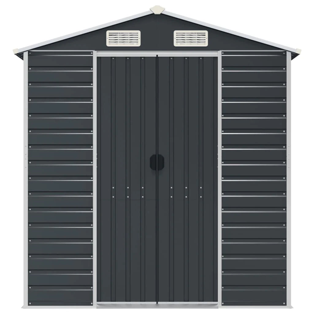 Casetta da giardino cabina ripostiglio casetta da esterno robusta casetta per attrezzi 191 x 640 x 198 cm acciaio zincato antracite 02_0022189