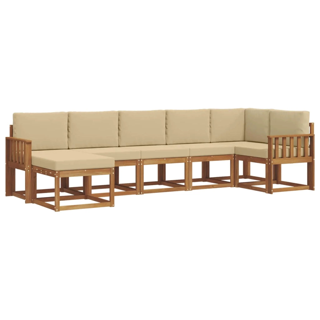 Set di divani da esterno con cuscino 7 pcs Naturale e Beige 3366706