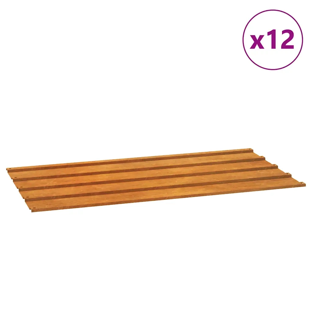 Pannelli per Tetti 12 pz Ruggine 80x44 cm in Acciaio Corten 151972