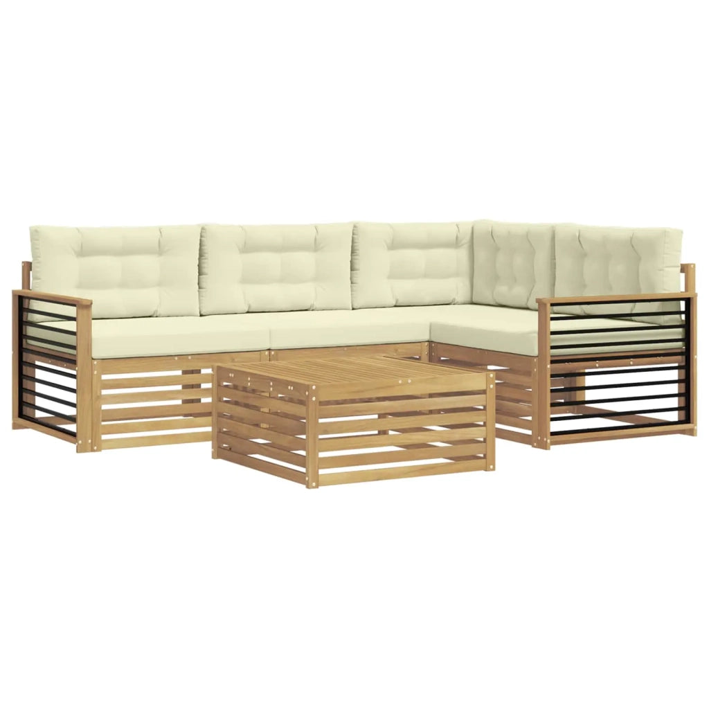 Set di divani da esterno 6 pz Bianco e Crema Poliestere 3390455