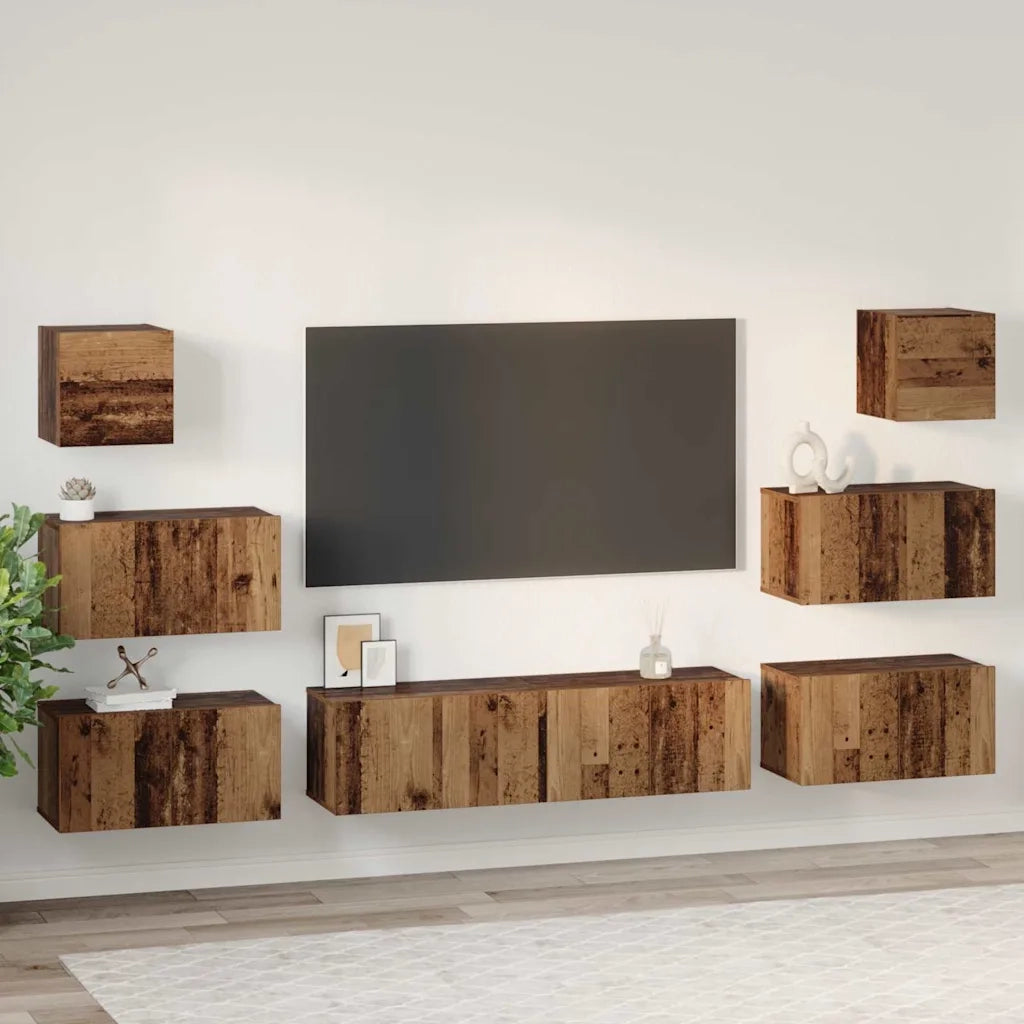 Set mobile TV 8 pcs Legno vecchio Legno multistrato 3393153