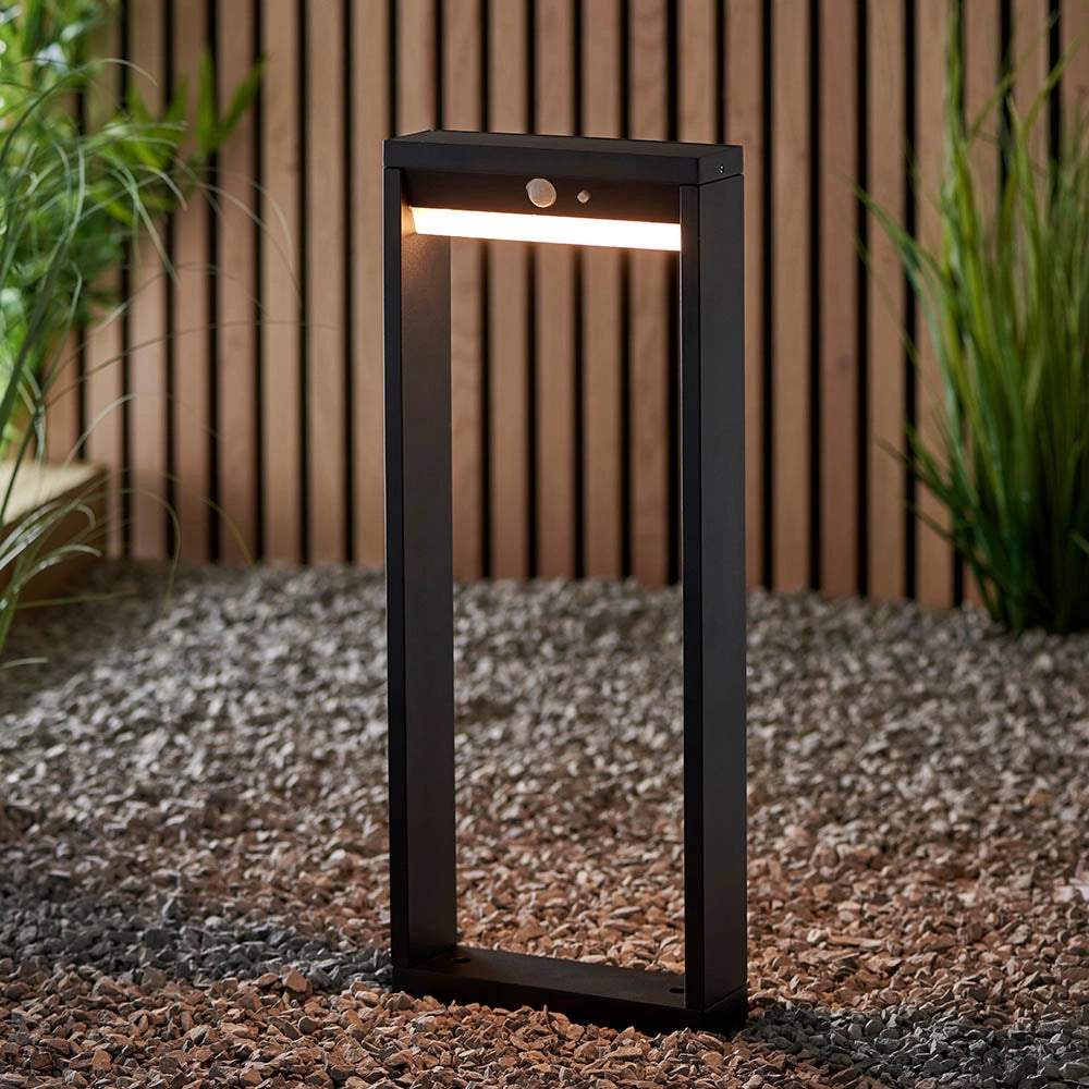 Paletto solare giardino 50cm con sensore PIR nero LED