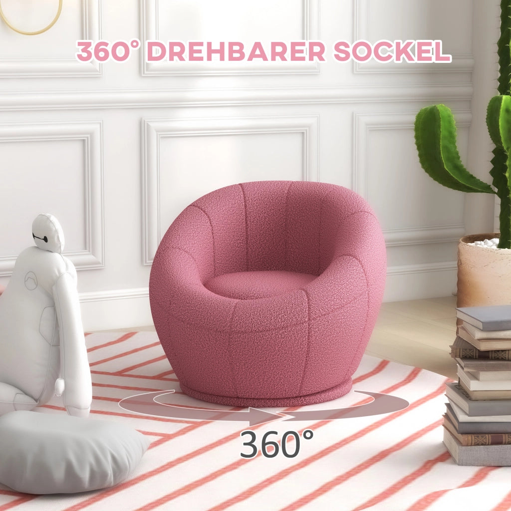 Sgabello Bambini ¨C Minimal ¨C Rosa, Teddy-Fleece, 60x56x48 cm