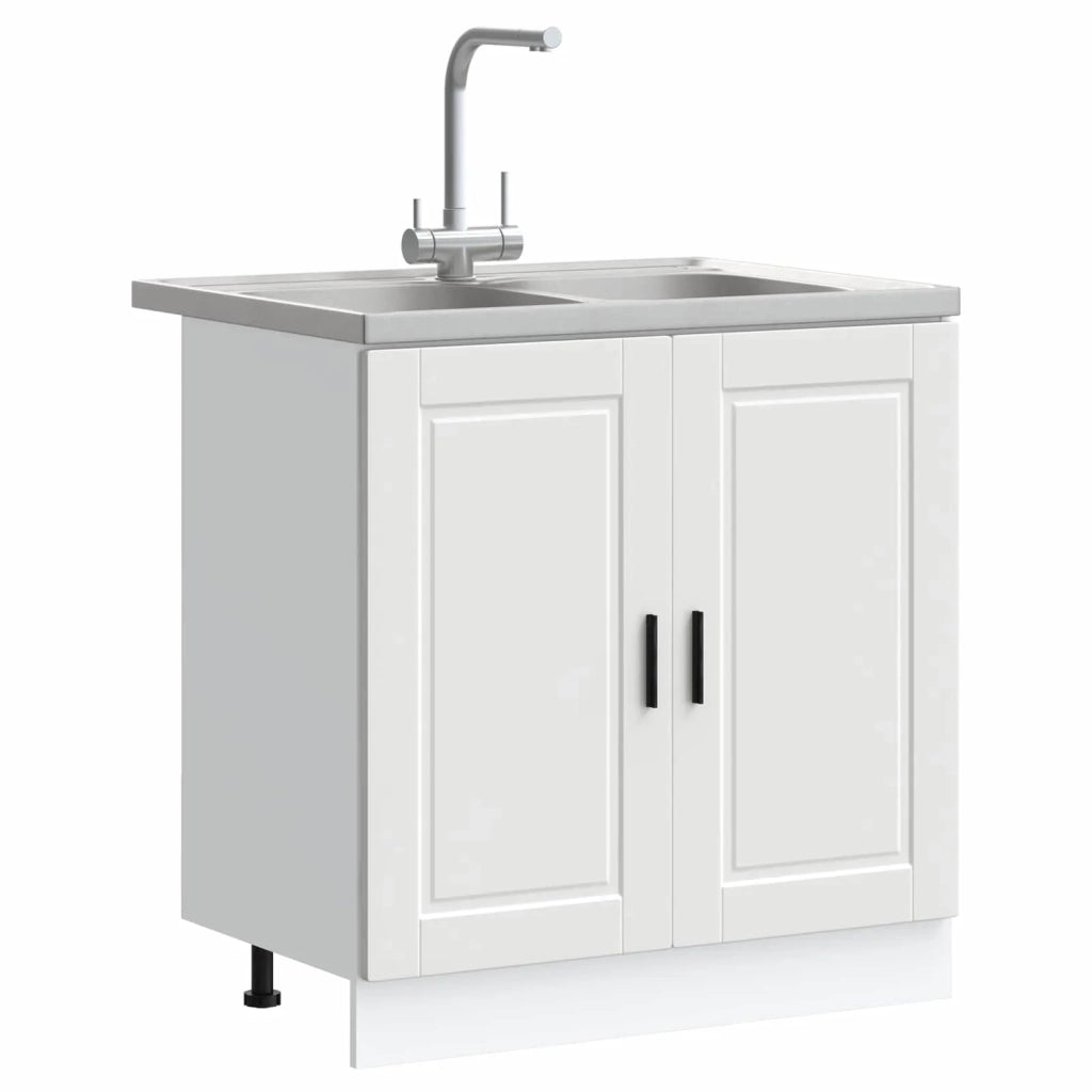 Mobiletto per Lavabo | Armadio Lavabo Porto 2 pz Bianco Legno multistrato