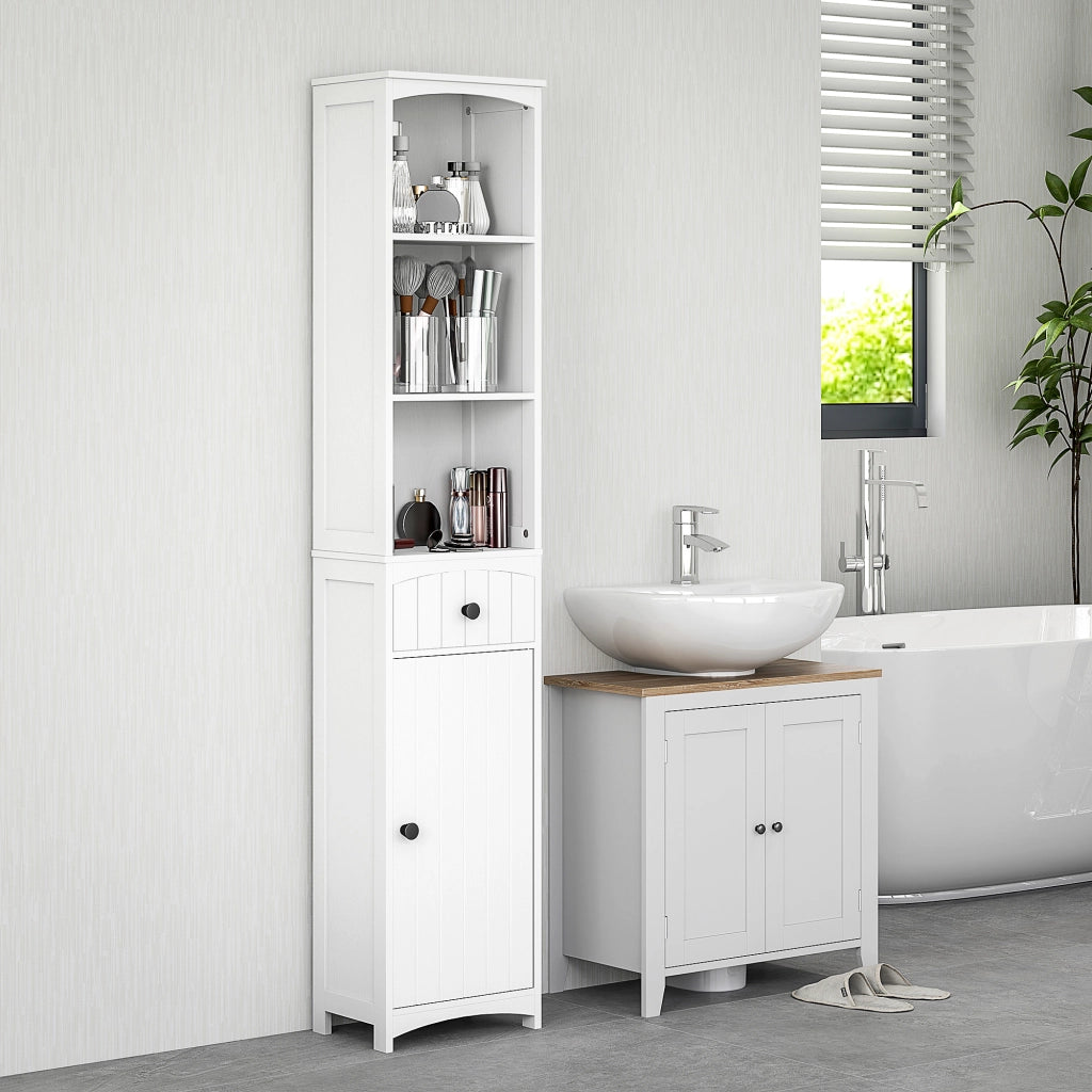 Mobile bagno con 3 ripiani e 1 cassetto ¨C Xylo ¨C MDF bianco
