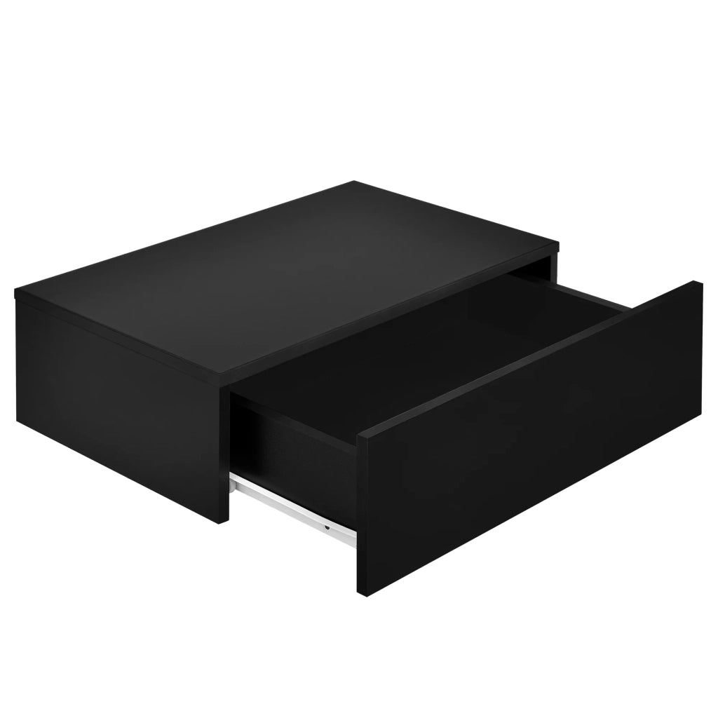 Set di due mensole da parete per camera da letto con 2 cassetti laccato bianco 46 ​​x 30 x 15 cm  laccato nero 03_0007097