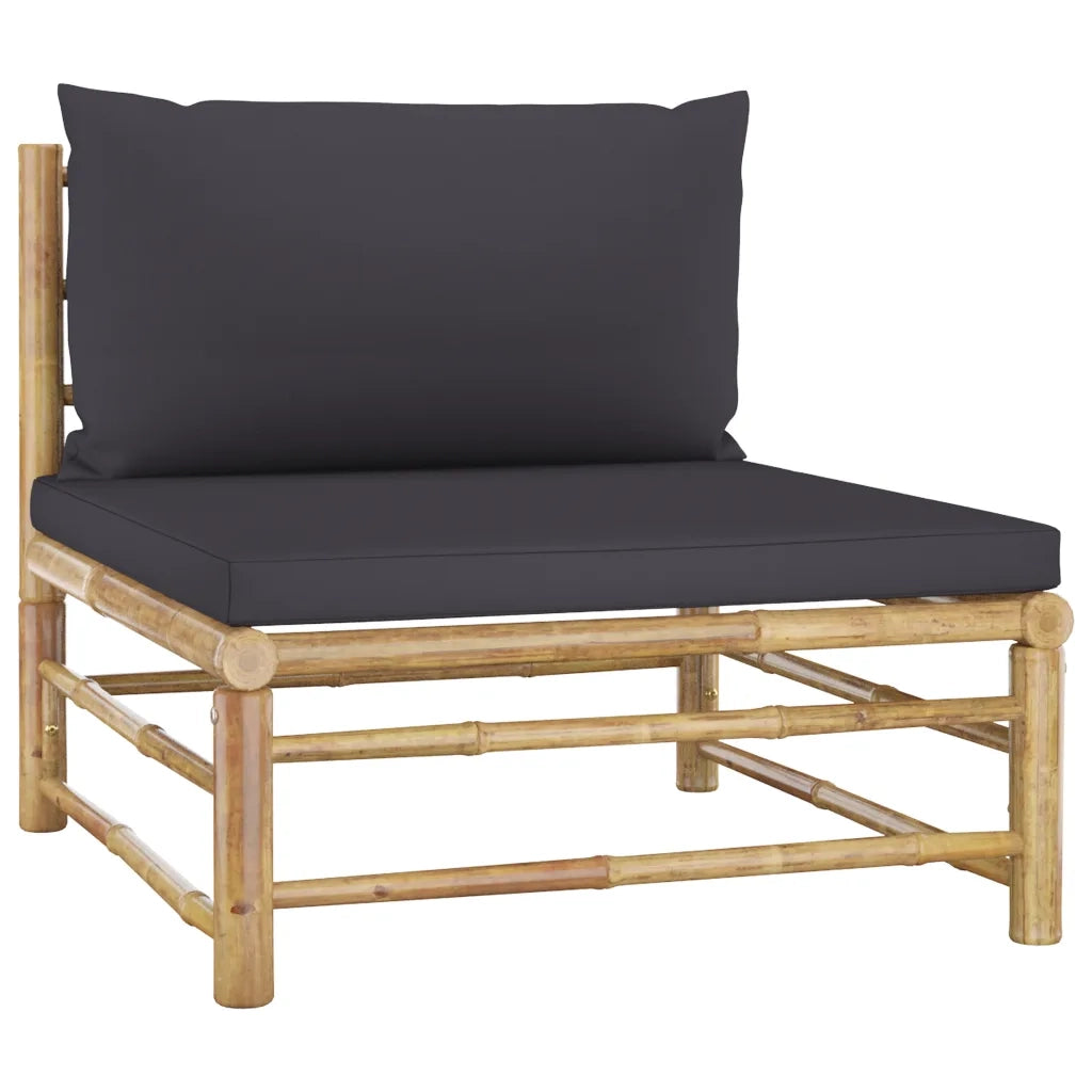 Set Divani da Giardino 6 pz con Cuscini Grigio Scuro in Bambù 3058240
