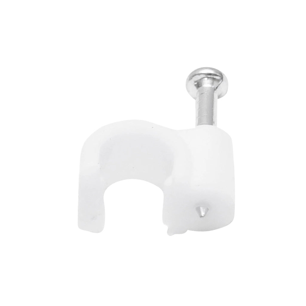 Clip per chiodi da 6 mm per fissaggio cavi, 100 pezzi