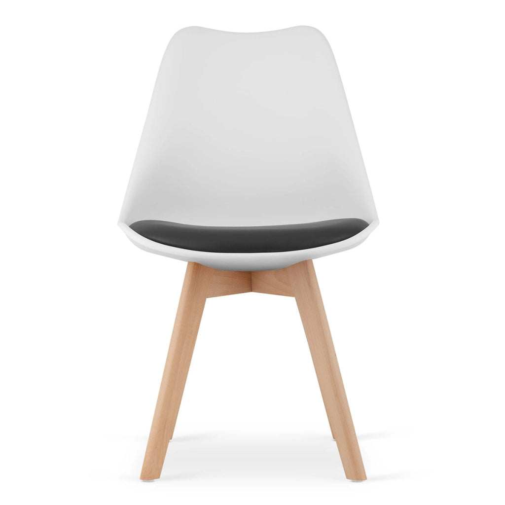 Sedia Mark con cuscino in ecopelle e gambe in faggio