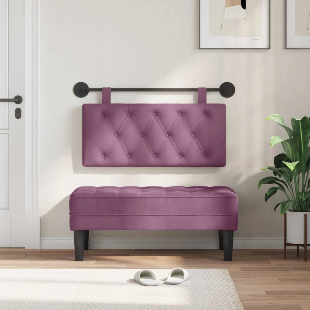 Testiera | Testata sospesa Con luce LED Viola Velluto