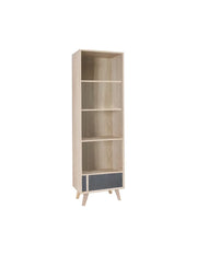 Biblioteca MALMO in rovere chiaro e grigio – 1 porta e 4 nicchie