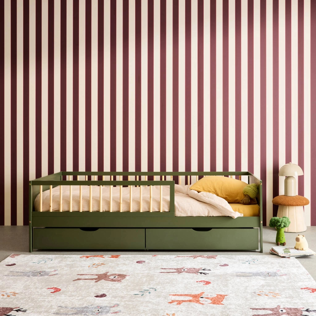 Letto nido per bambini 190cm in pino naturale con rete a doghe e