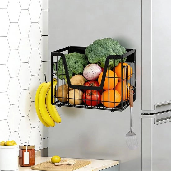 Organizzatore magnetico per frigorifero - Raccordo per frigorifero con magneti - Supporto per spezie - Accessori da cucina - Assemblaggio rapido - Nero