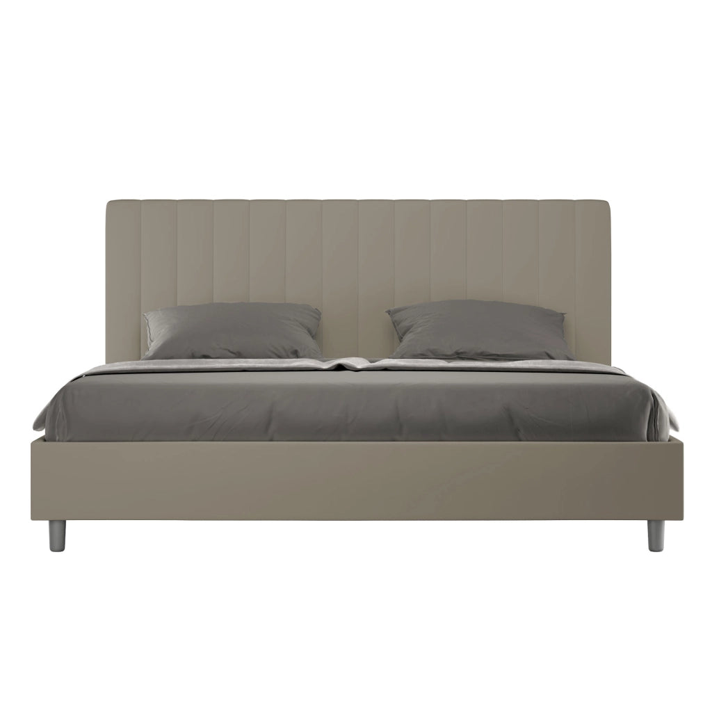 BS COM Letto matrimoniale king size con rete imbottito 190x200 similpelle cappuccino