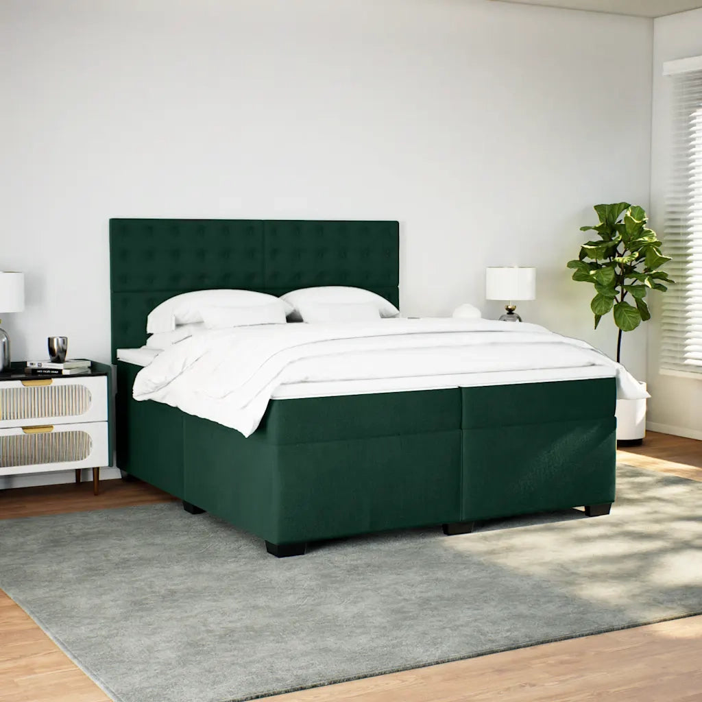 Giroletto a Molle con Materasso Verde Scuro 200x200 cm Velluto 3293317