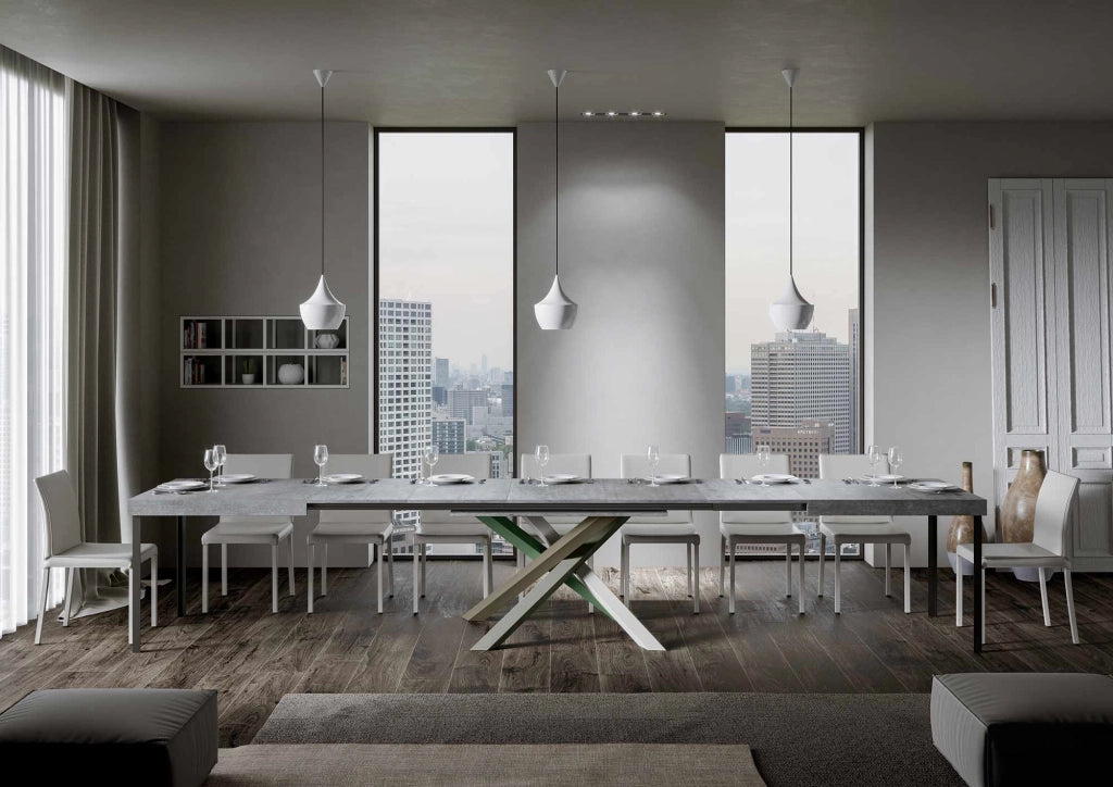 Tavolo Allungabile 120/380x90 cm Volantis Cemento Gambe Multicolore 4/A
