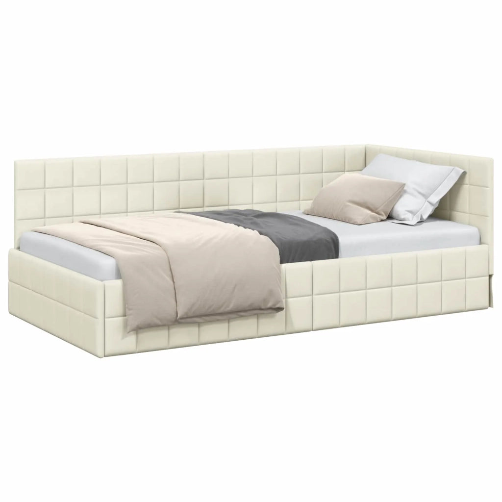 Cornice del letto ad angolo Crema 90 cm x 200 cm Velluto 42016395