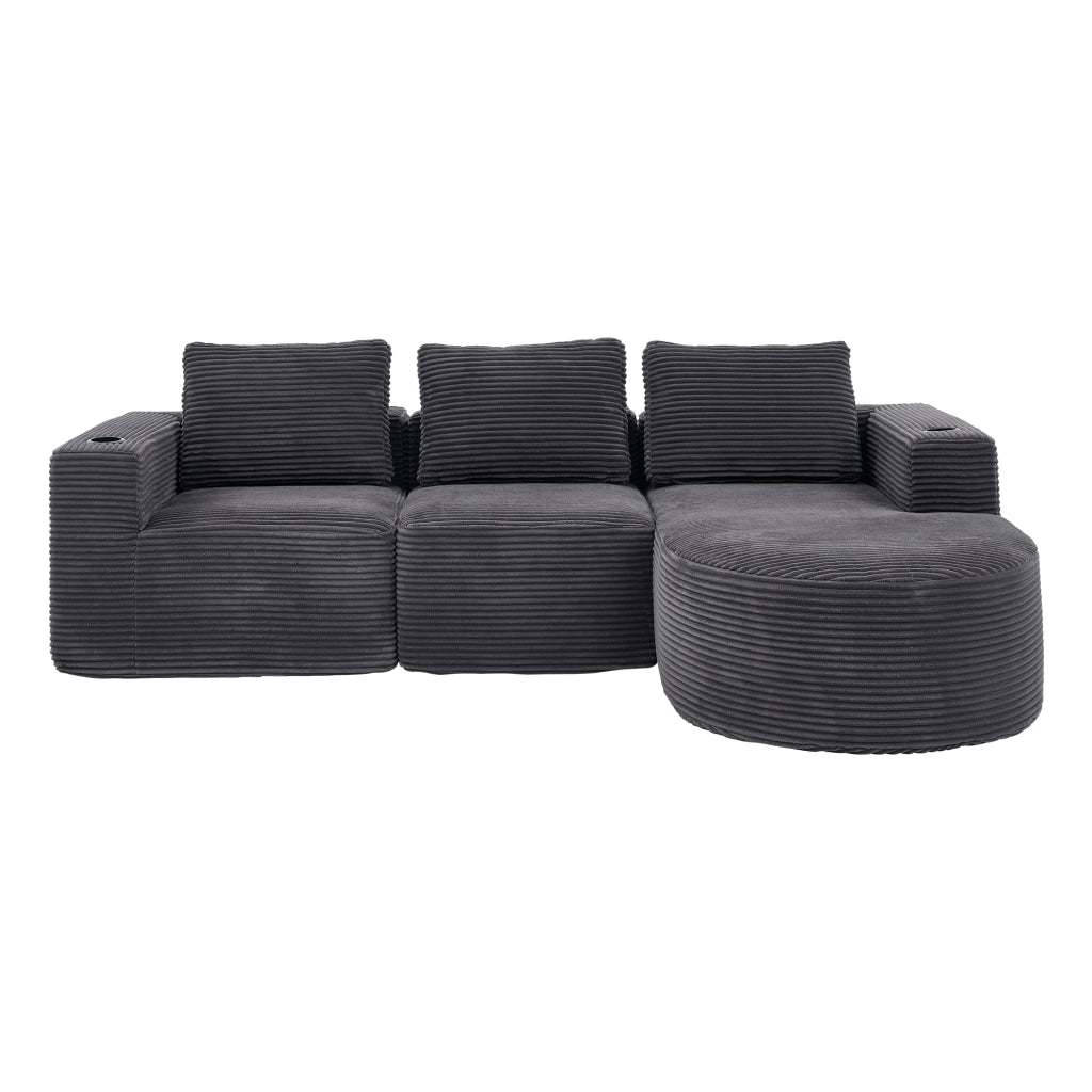 Divano 2 Posti con Cuscini e Portabicchieri ¨C MINIMAL ¨C Tessuto, 265 cm