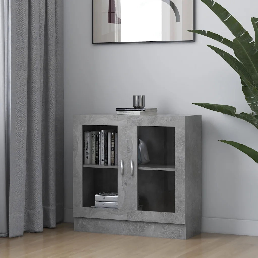 Armadietto con Vetrina Grigio Cemento 82,5x30,5x80cm Truciolato cod mxl 15389